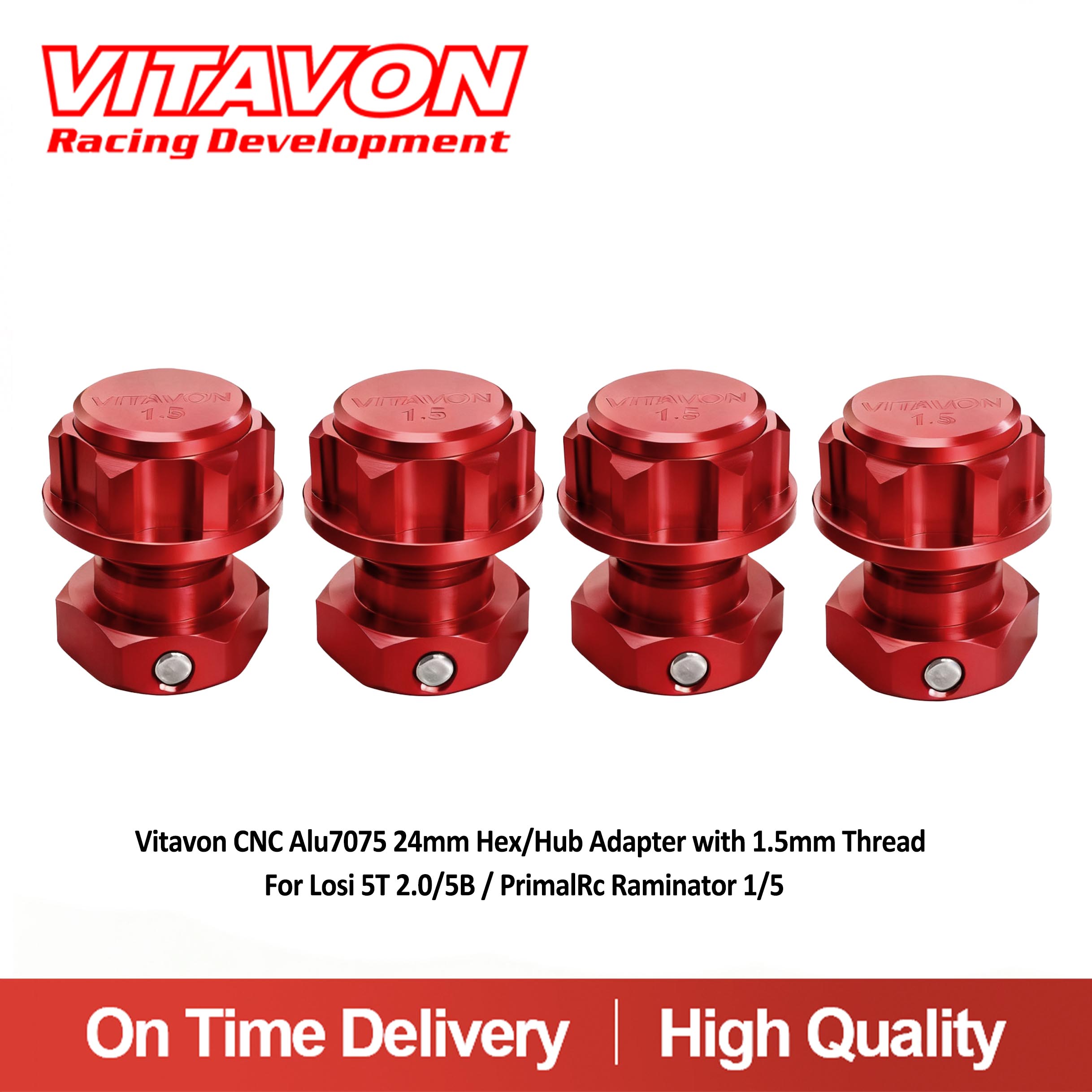 Vitavon CNC Alu7075 24mm Hex/Hub Adapter with 1.5mm ThreadFor Losi 5T 2.0/5B/PrimalRc Raminator 1/5