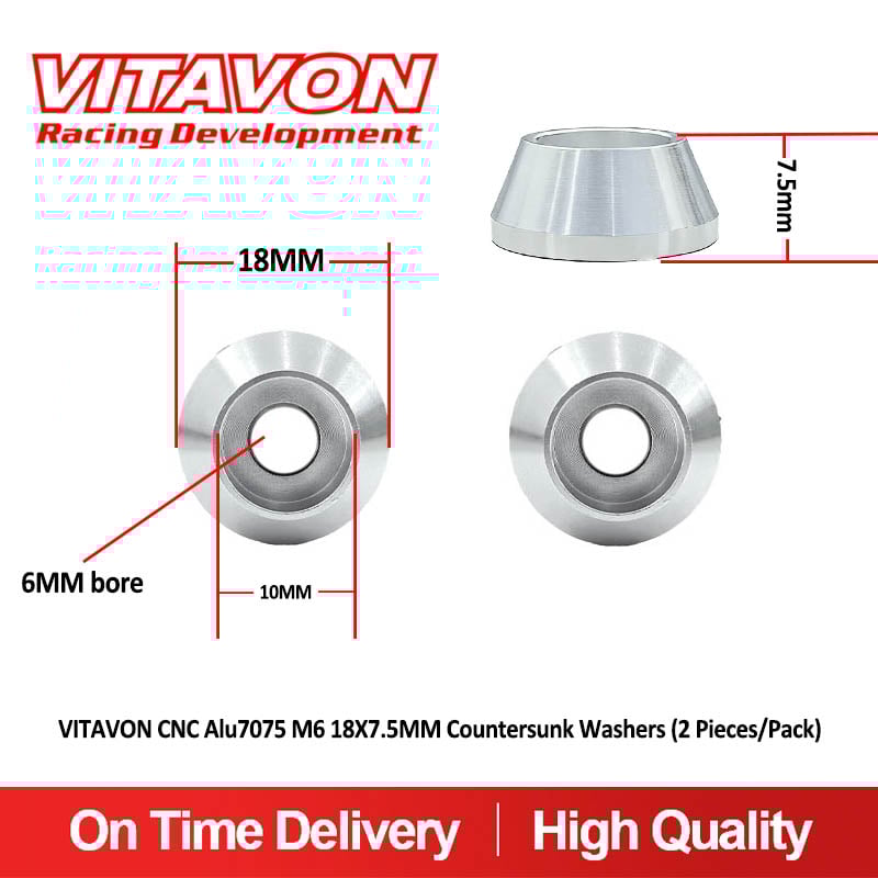 VITAVON CNC Alu7075 M5 M6 Countersunk Washers (2 Pieces/Pack)