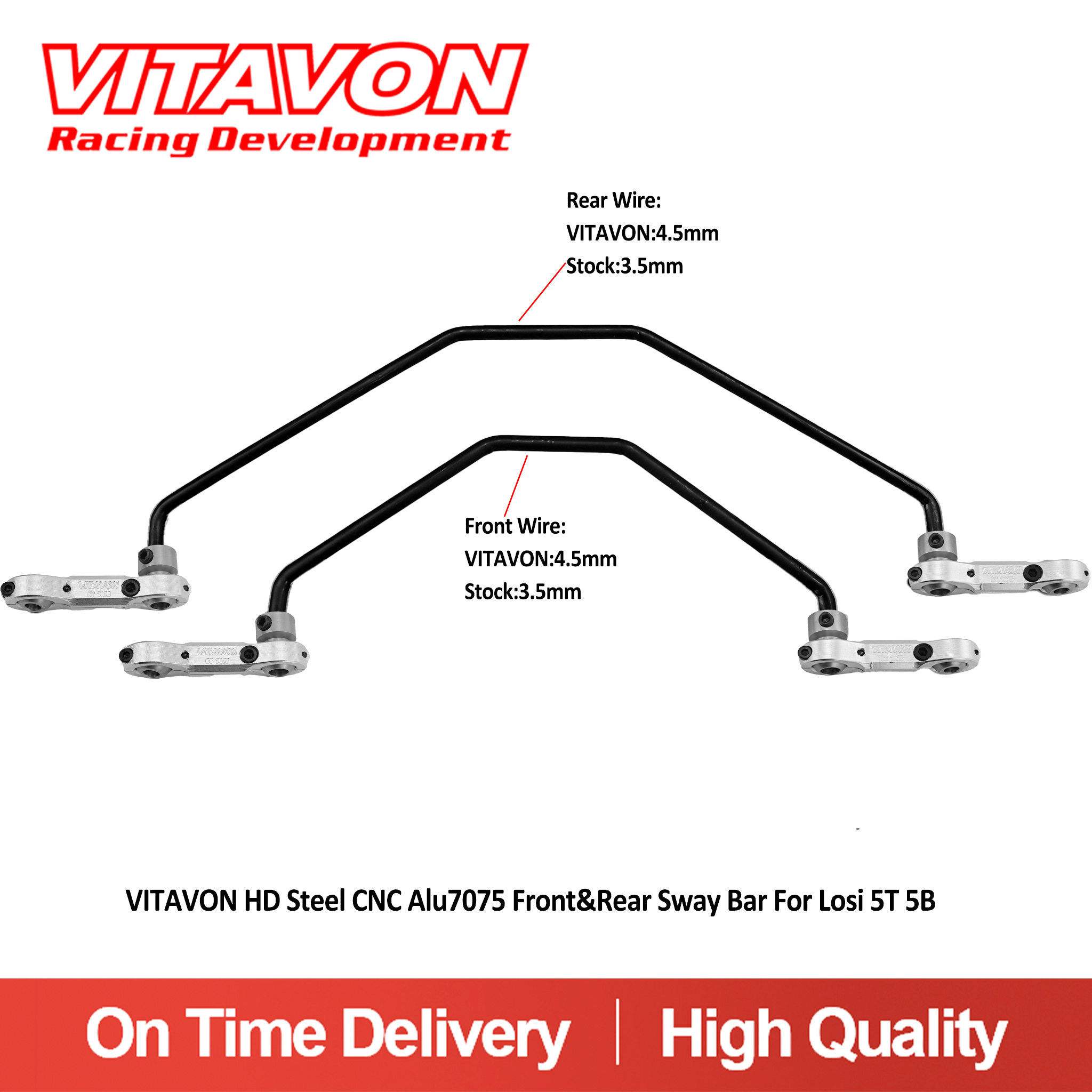 VITAVON HD Steel CNC Alu7075 Front & Rear Sway Bar For Losi 5T 5B