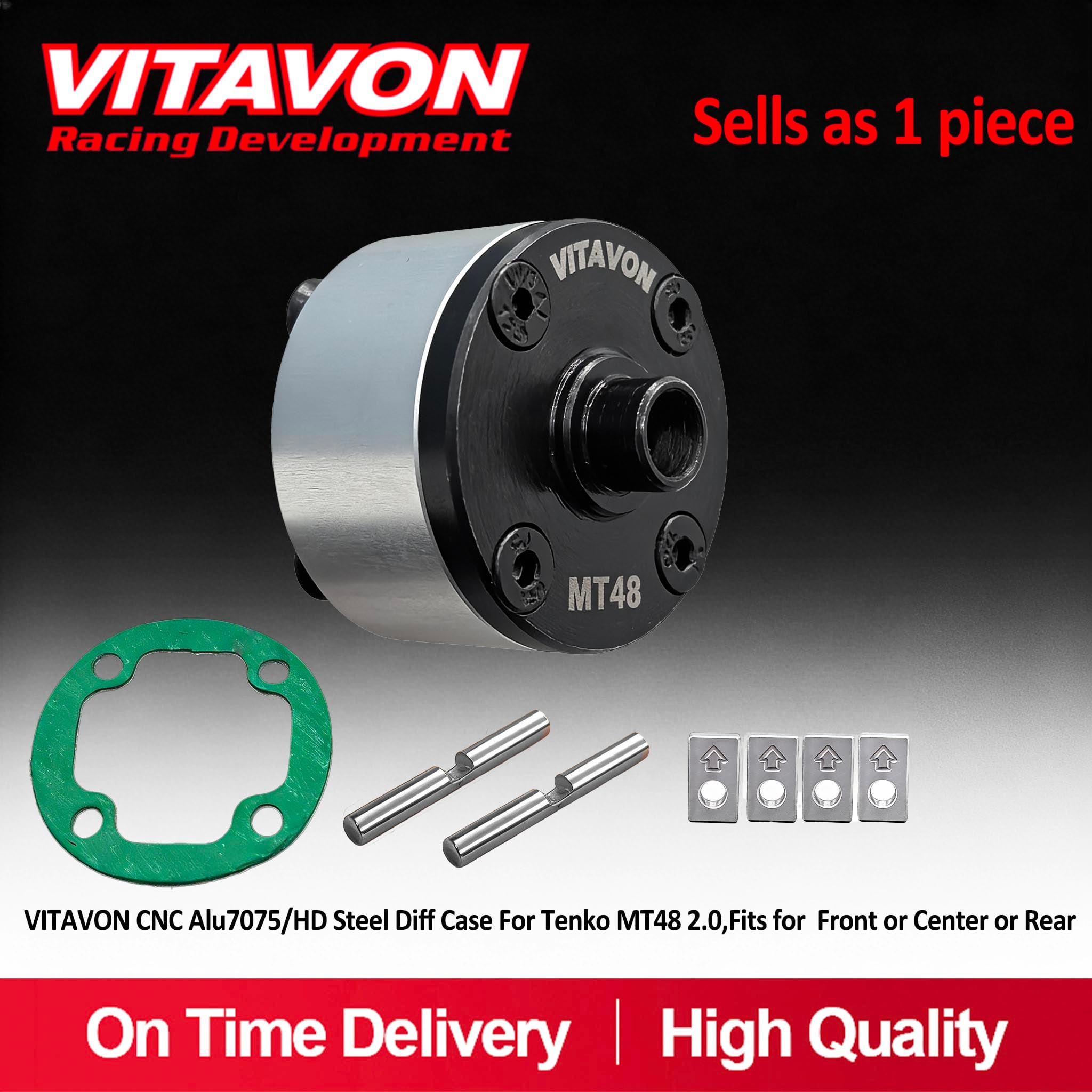 VITAVON CNC Alu7075/HD Steel Diff Case For Tenko MT48 2.0,Fits for  Front or Center or Rear