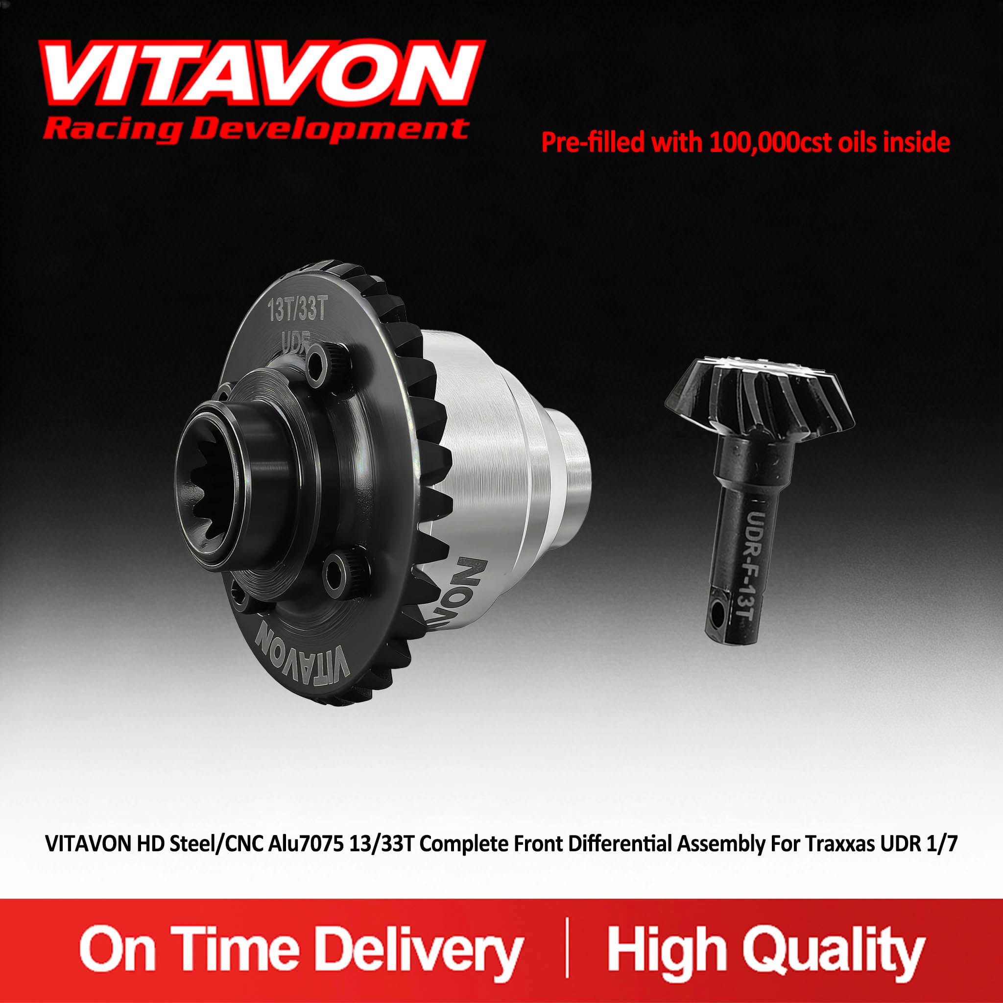 VITAVON HD Steel/CNC Alu7075 13/33T Complete Front Differential Assembly For Traxxas UDR 1/7 TRX8572