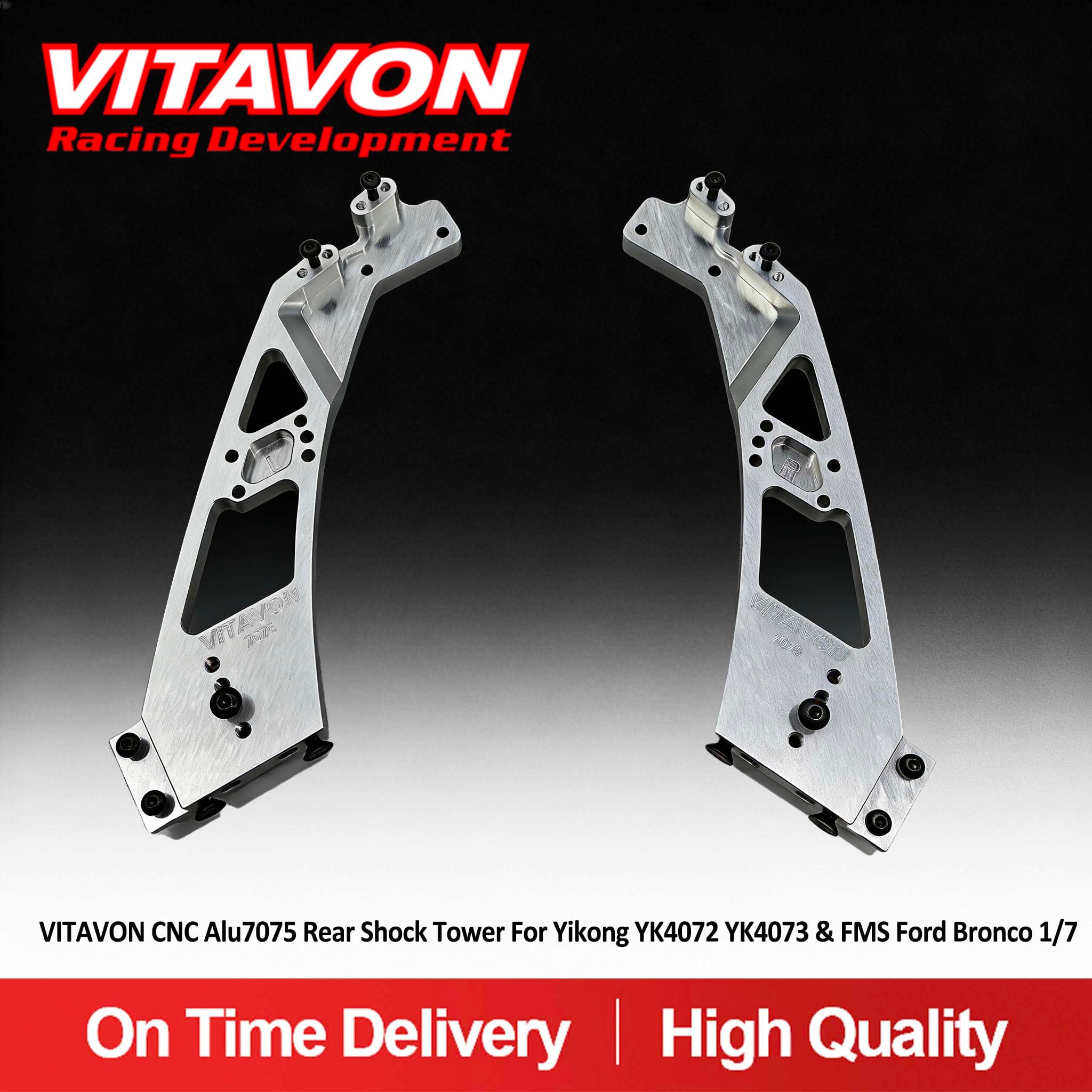 VITAVON CNC Alu7075 Rear Shock Tower For Yikong YK4072 YK4073 & FMS Ford Bronco 1/7