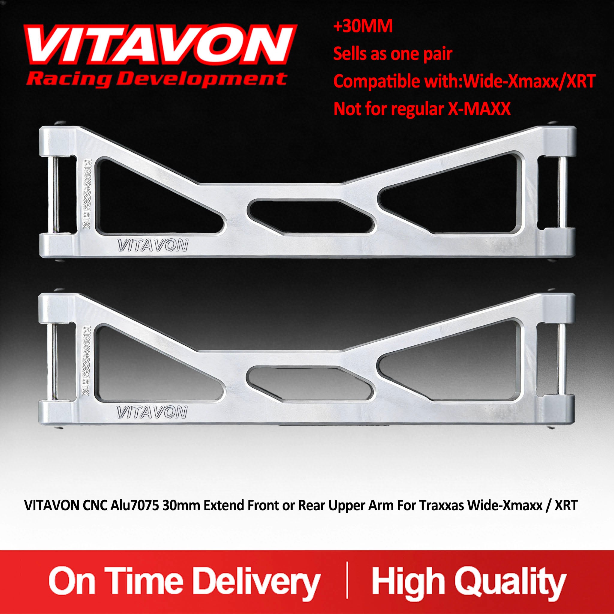 VITAVON CNC Alu7075 30mm Extend Front or Rear Upper Arm For Traxxas Wide-Xmaxx / XRT