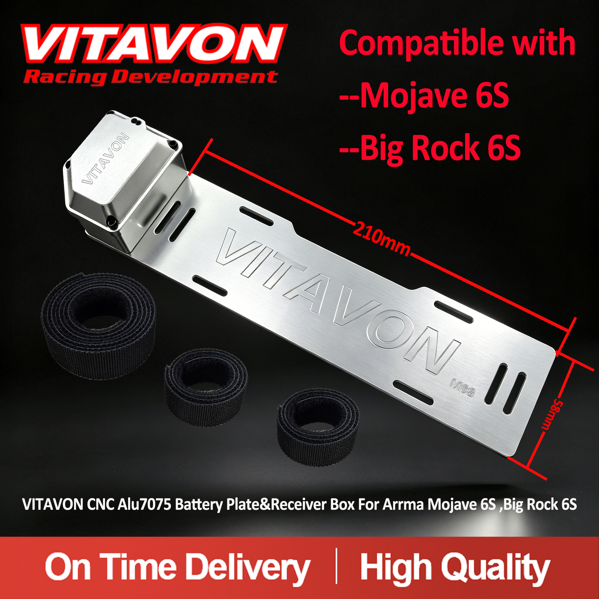 Vitavon CNC Aluminum 7075 Battery Tray & Receiver Box for Arrma Mojave 6S Big Rock 6S