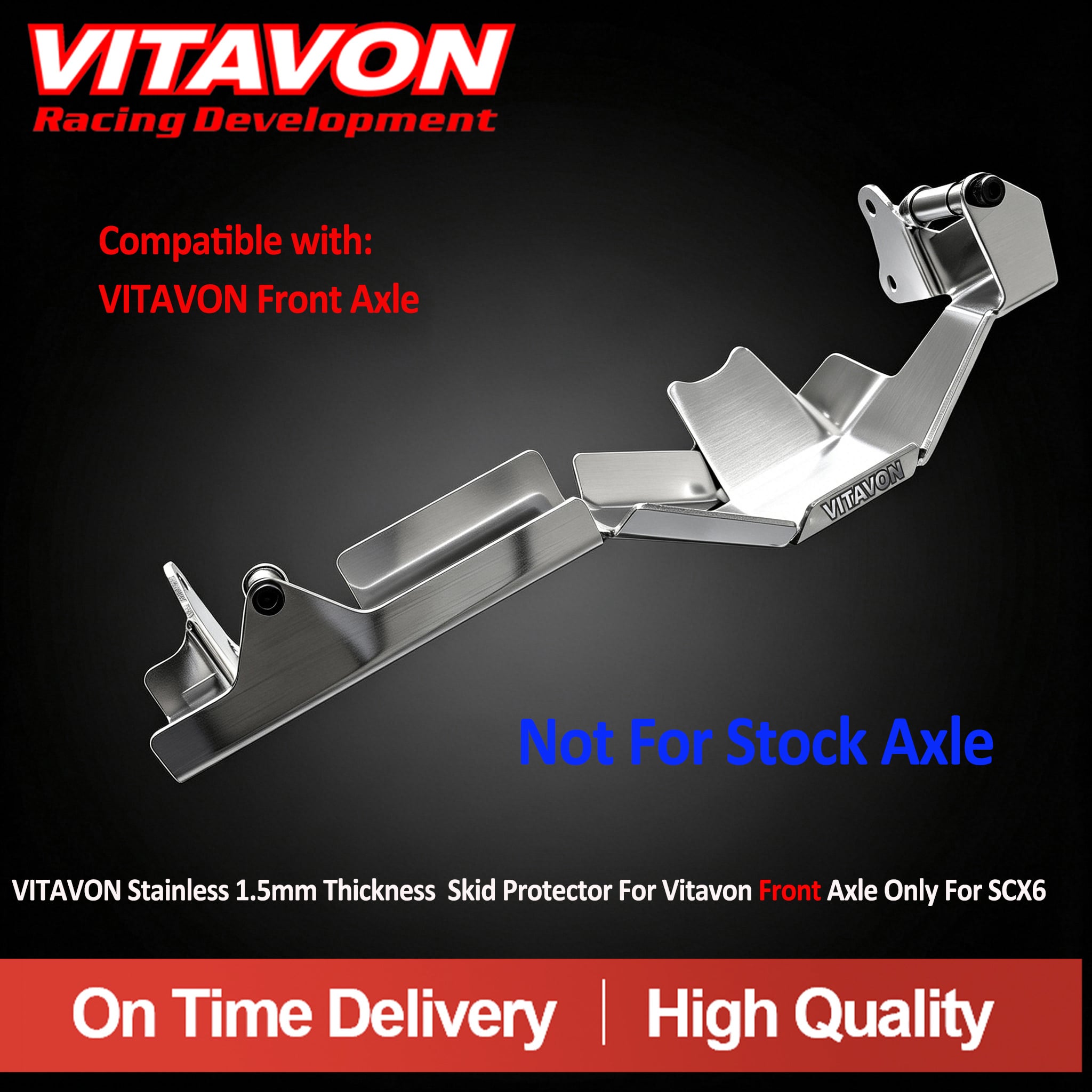 VITAVON Stainless 1.5mm Thickness  Skid Protector For Vitavon Axle Only For SCX6