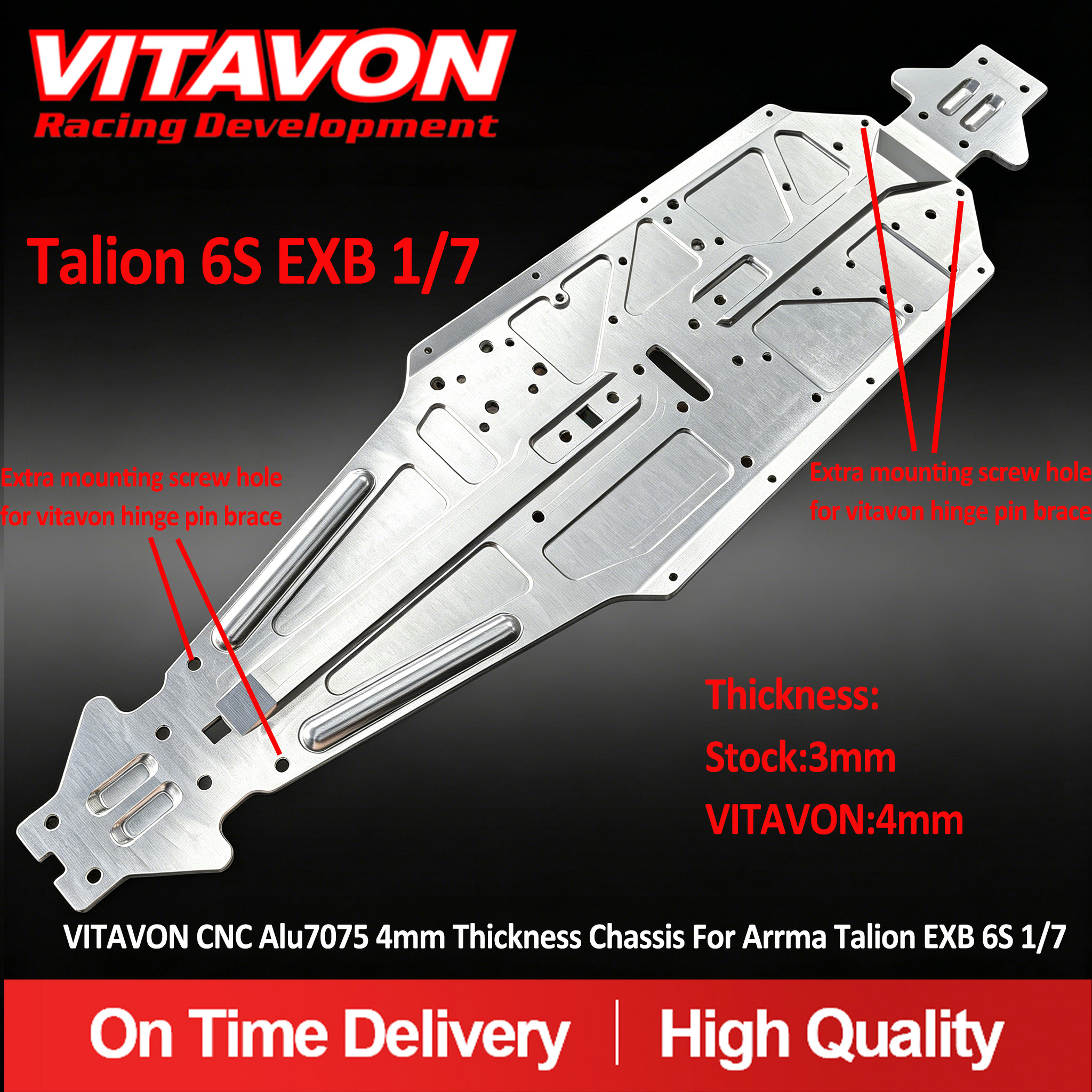 VITAVON CNC Alu7075 4mm Thickness Chassis For Arrma Talion EXB 6S 1/7
