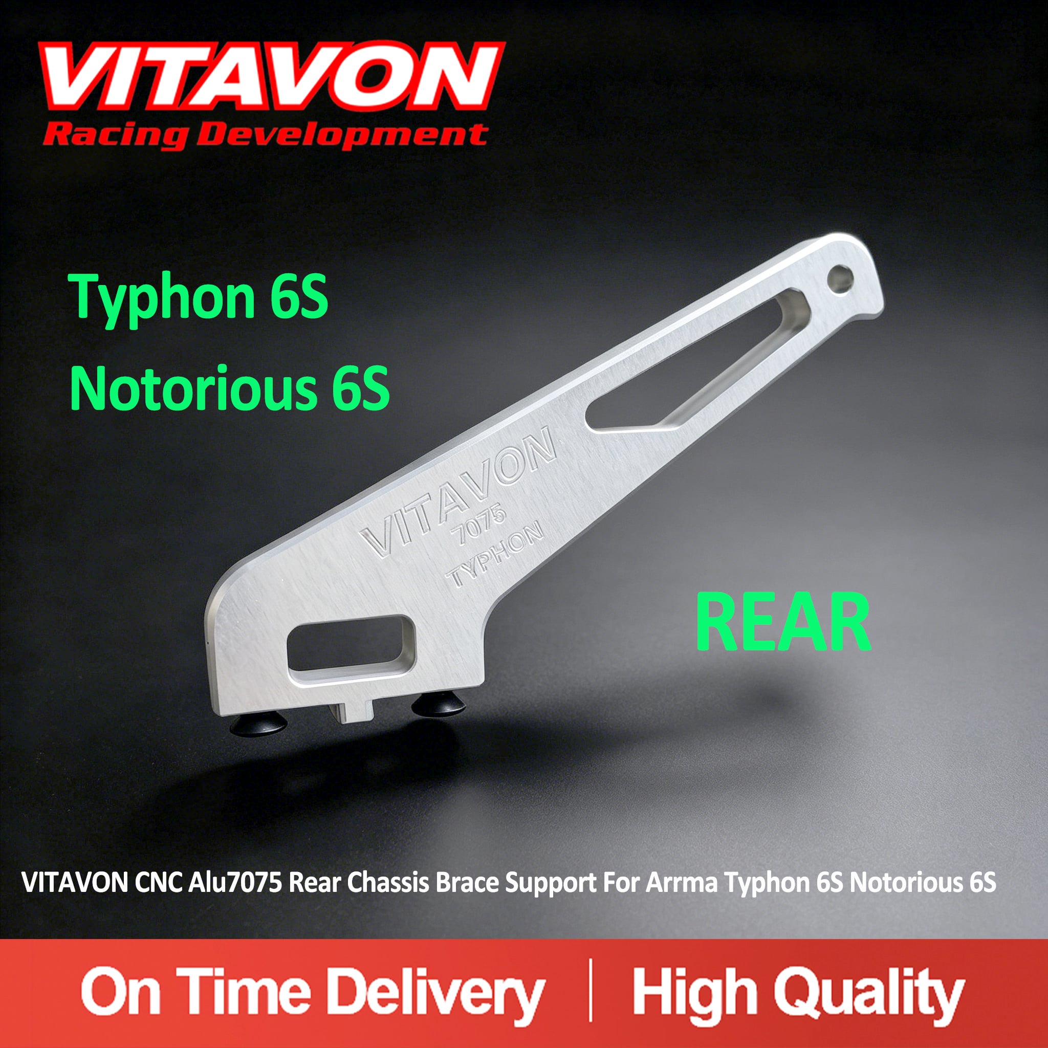 VITAVON CNC Alu7075 Rear Chassis Brace Support For Arrma Typhon 6S Notorious 6S