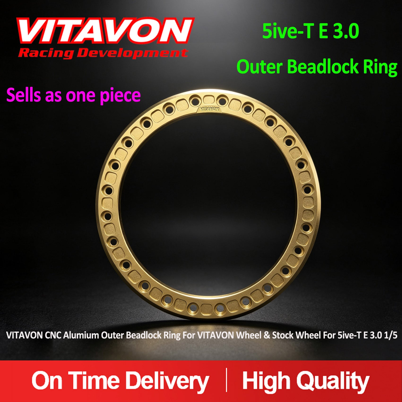 VITAVON CNC Aluminum Outer Beadlock Lock Ring Fits with Pro-line Beadlock Wheel(PRO287805) &VITAVON Beadlock Wheel For Losi 5ive-T E 3.0 1/5
