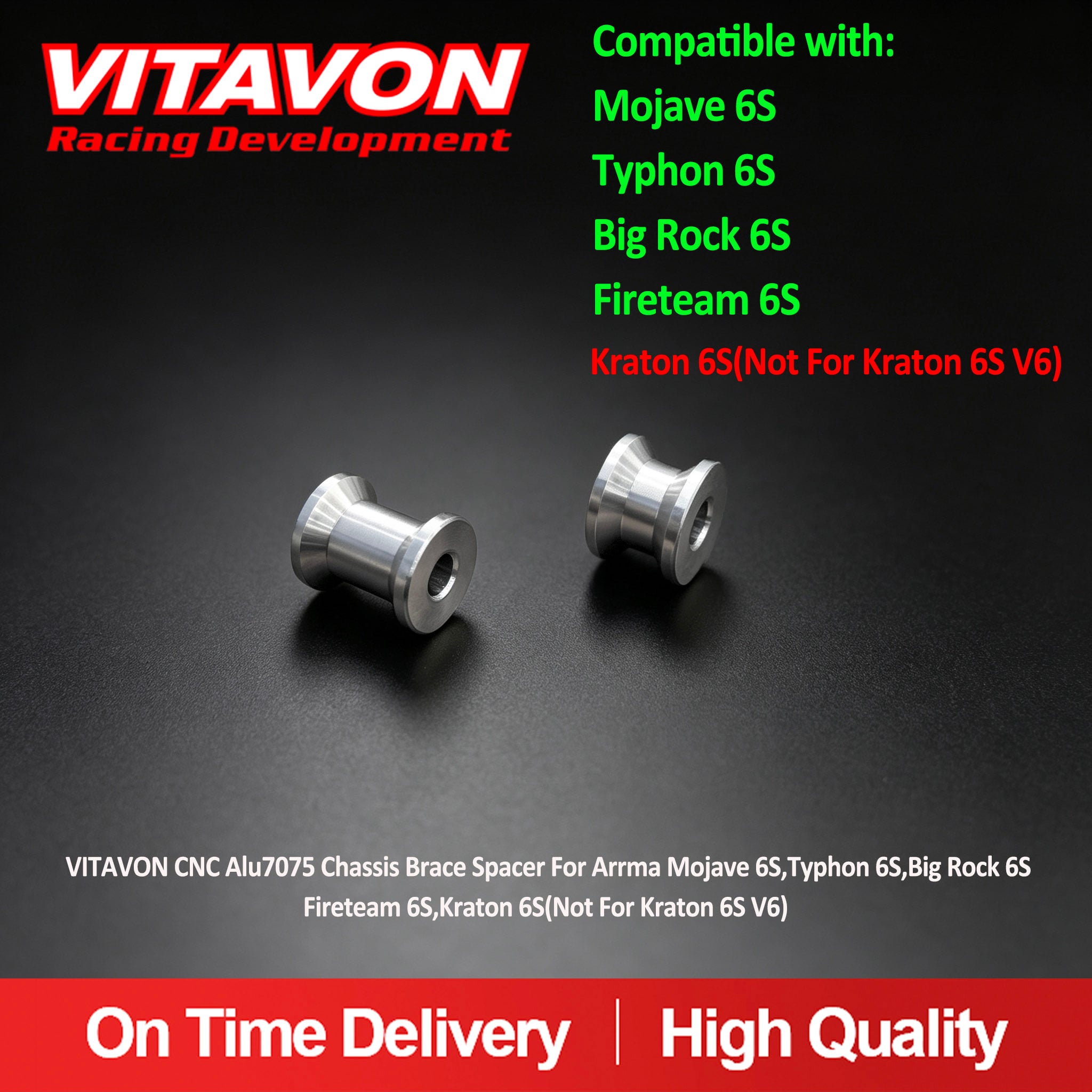 VITAVON CNC Alu7075 Chassis Brace Spacer For Arrma Mojave 6S Typhon 6S Big Rock 6S Fireteam 6S Kraton 6S Not For Kraton 6S V6