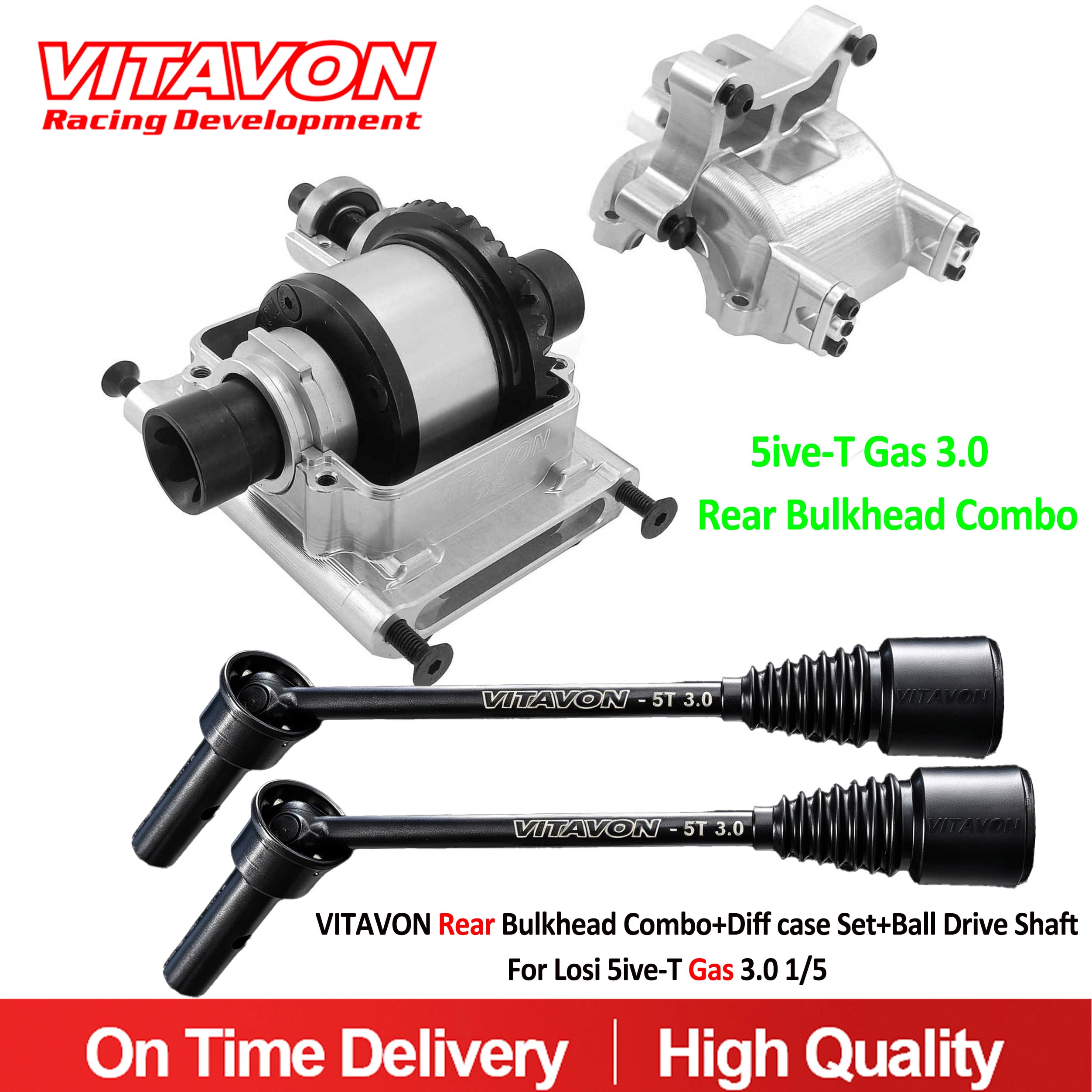 VITAVON Rear Bulkhead Combo+Diff case Set+Ball Drive Shaft For Losi 5ive-T G 3.0 1/5