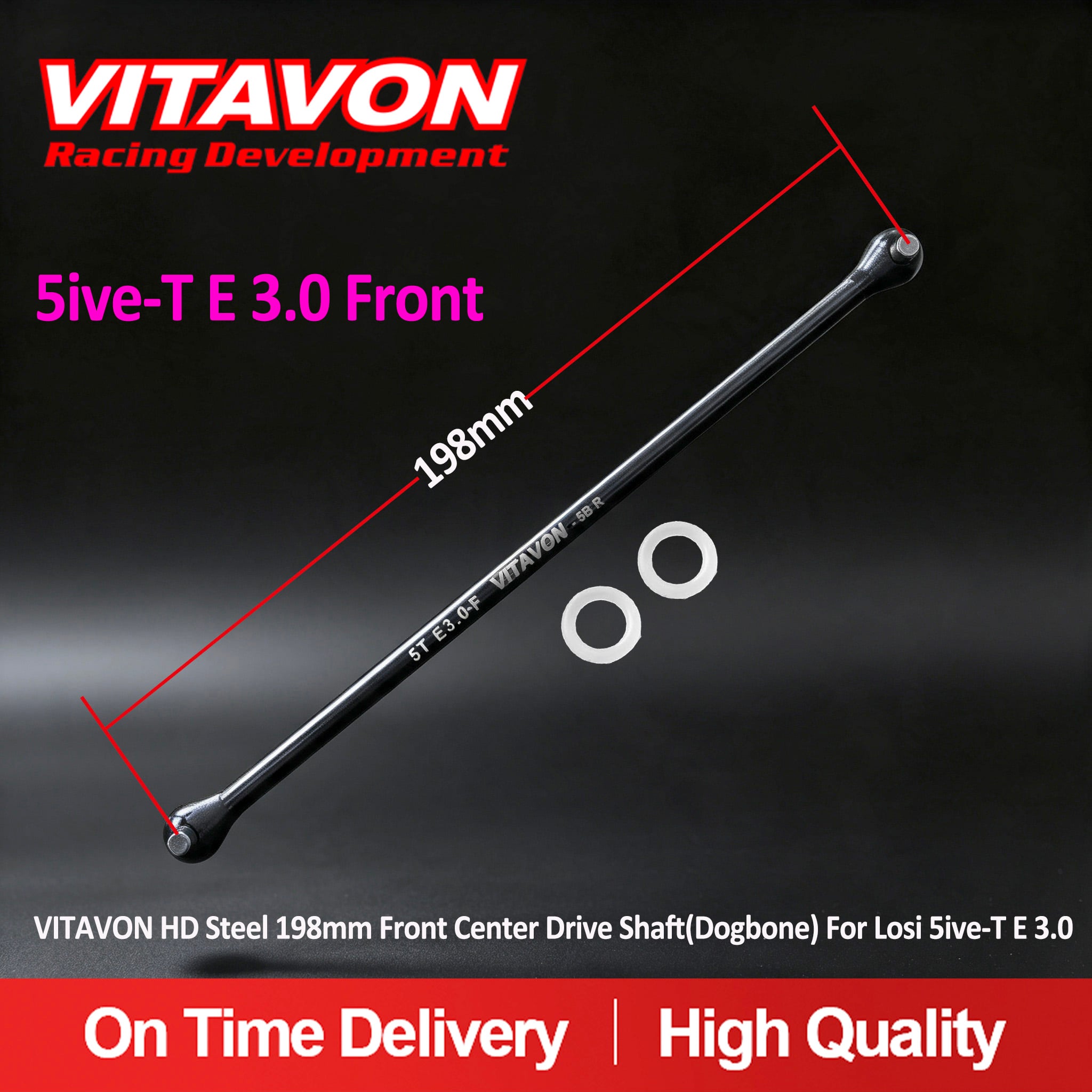 VITAVON HD Steel 198mm Front Center Drive Shaft(Dogbone) For Losi 5ive-T E 3.0 1/5