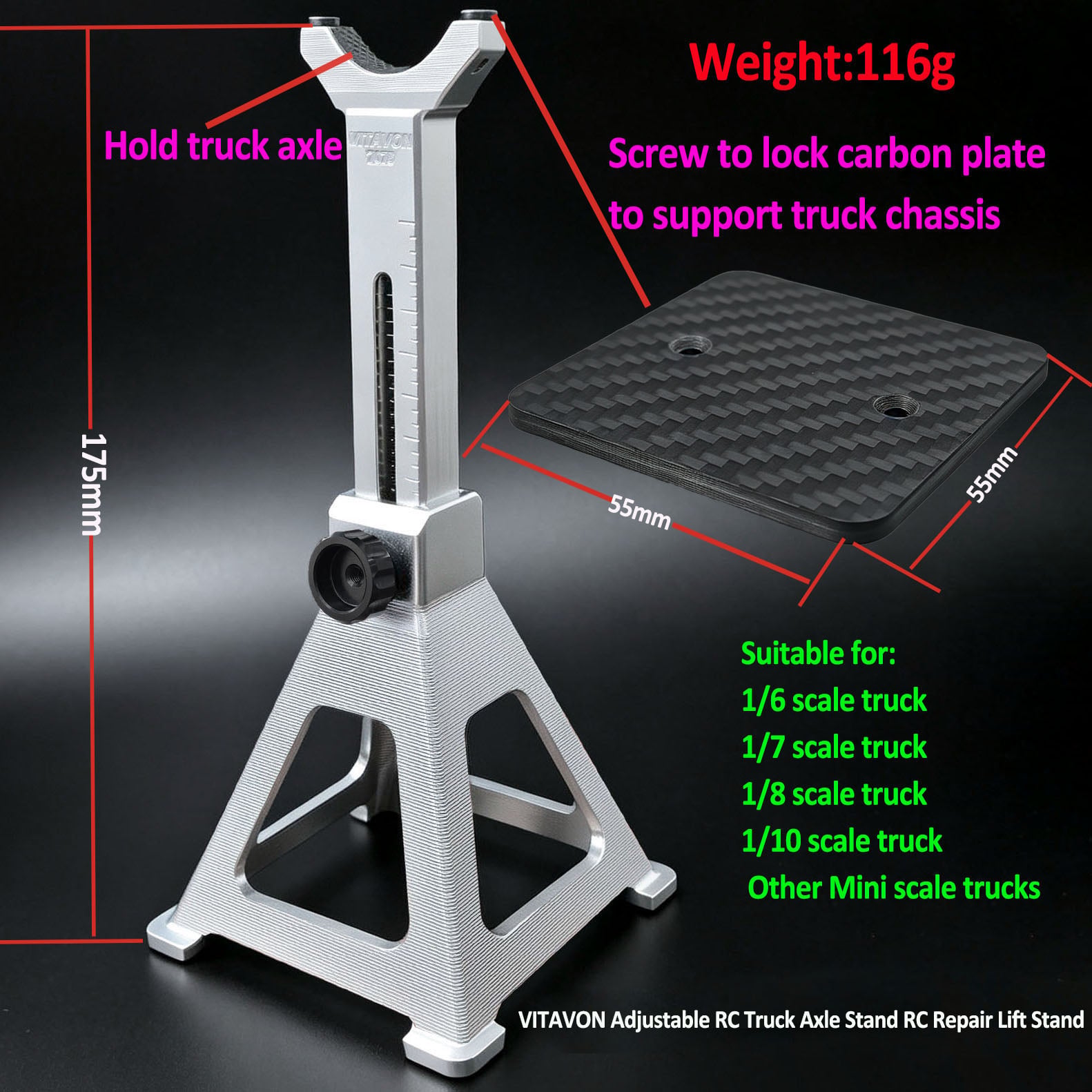 VITAVON Adjustable RC Truck Axle Stand RC Repair Lift Stand