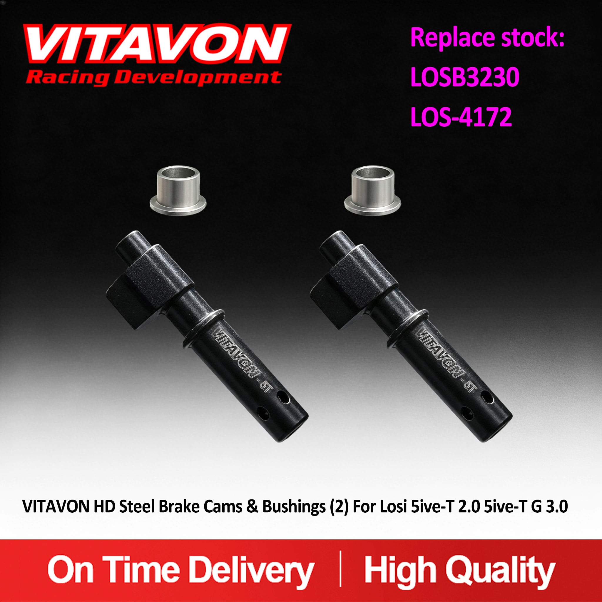 VITAVON HD Steel Brake Cams & Bushings (2) For Losi 5ive-T 2.0 5ive-T G 3.0 1/5