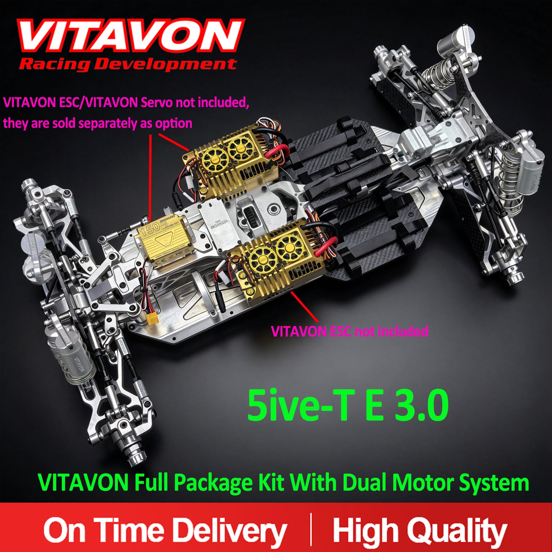 VITAVON Full Package Kit With Dual Motor System for Losi 5ive-T E 3.0 1/5