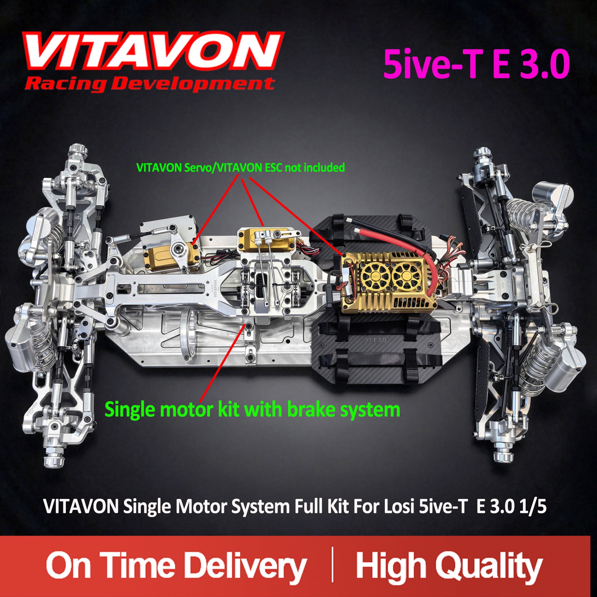 VITAVON Single Motor System Full Kit For Losi 5ive-T  E 3.0 1/5